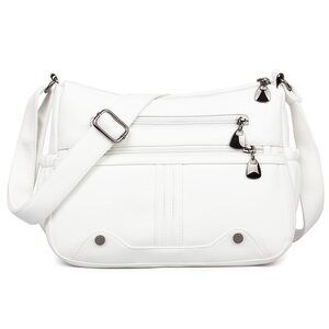 1629 Soft PU Leather Shoulder Handbag Multi Pocket Crossbody Bag Medium